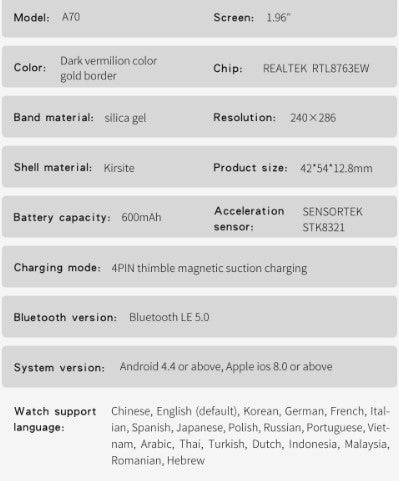 A70 Smart Watch  for Men/Women - Black_8