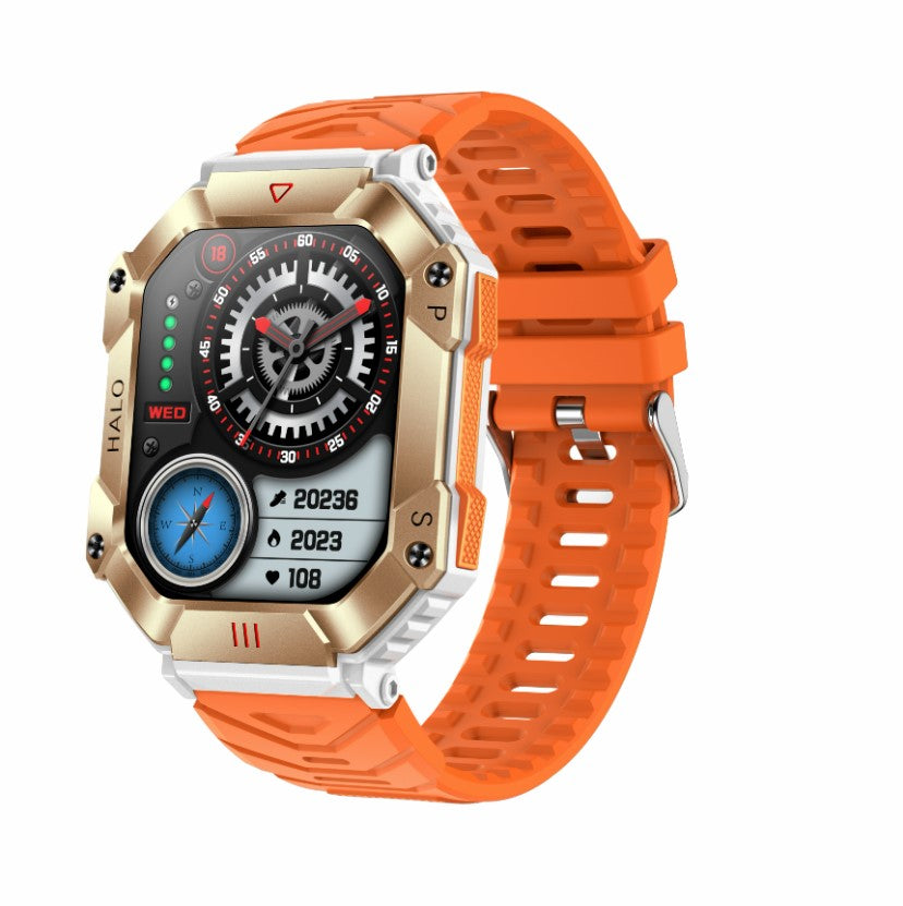 KR80 Bluetooth HD Heal Monitoring Smart Watch - White/Orange_0