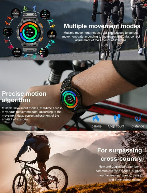 AK59 Smart Watch HD AMLOED Screen w/ health monitoring - Jinsanzhu Steel Strap_4