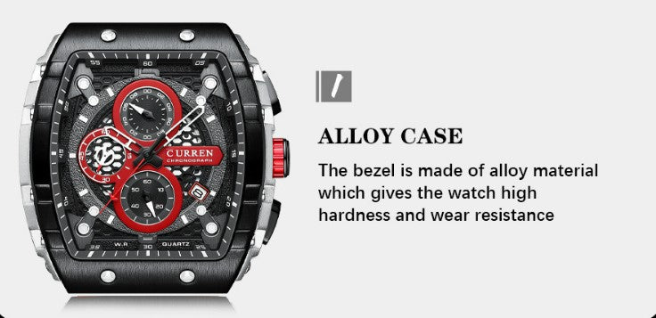 CURREN 8442 Men's Waterproof Six Needle Quartz  Multifunctional Watch Men's Watch - Orange_3