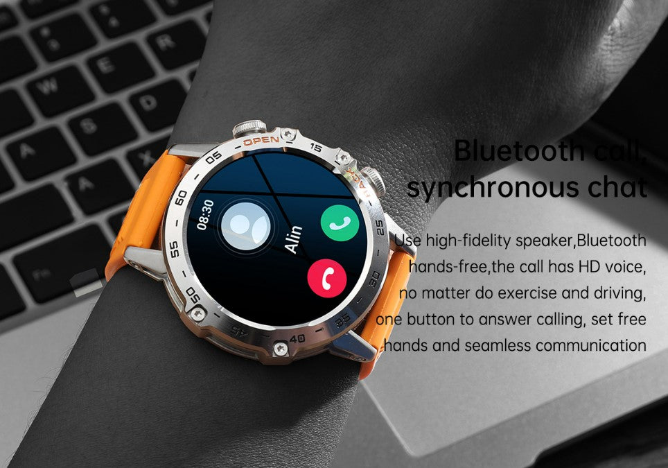 Smart Watch K52 Watches Men Wome Sports Fitness Modes Bluetooth Call Health Monitor 400mah 1.39Inch HD Smartwatch - Orange_5