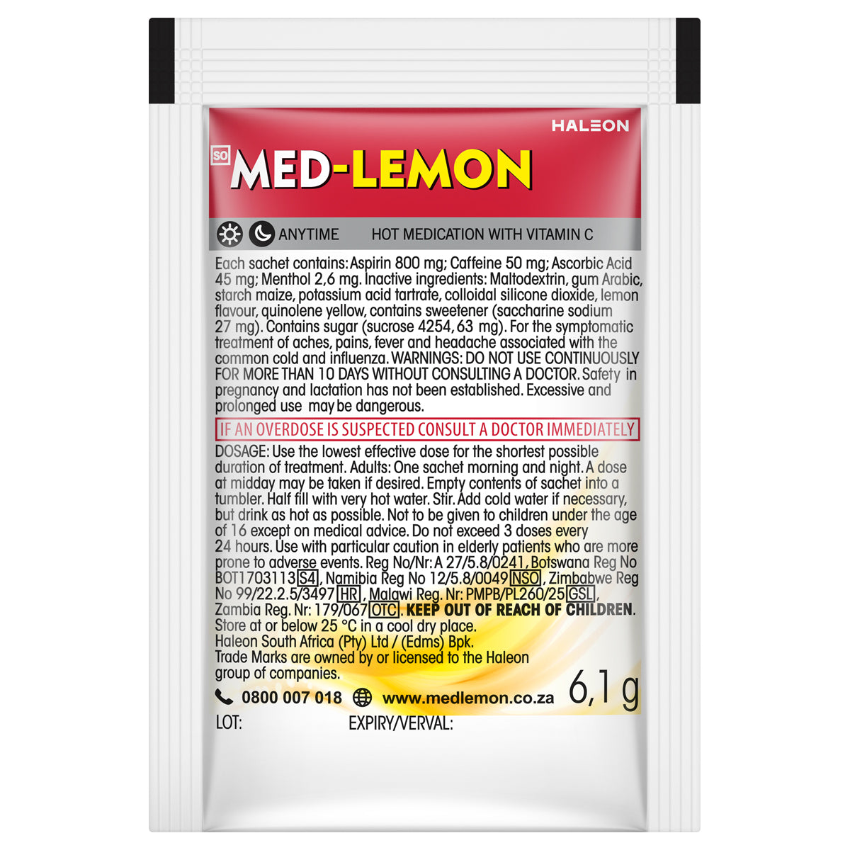Med Lemon Single Sachet Reg Vitamin C